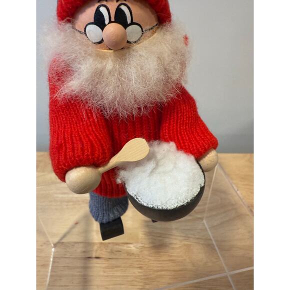 Ljungstroms Of Sweden Tomte Wooden Figure Santa With Mixing Bowl Vintage JL - Picture 9 of 12